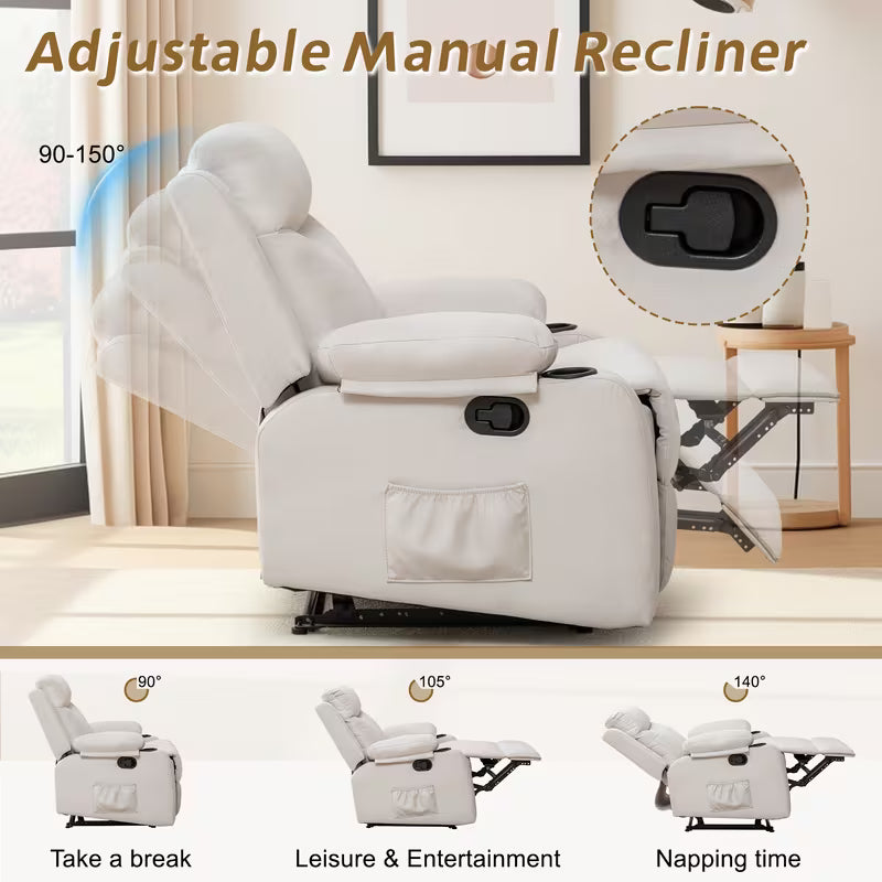 Camden Fixed Linen Recliner with Side Pockets