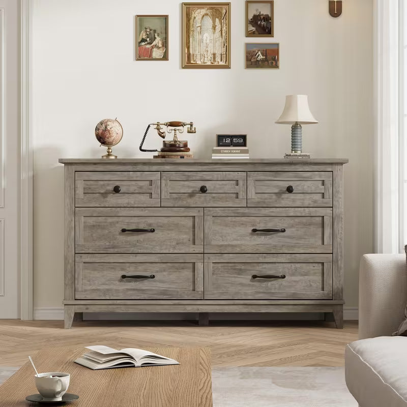 Wren 54" Wide 7-Drawer Dresser in Weathered Grey