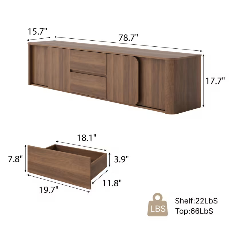 Marston 79" Walnut TV Console with Drawers