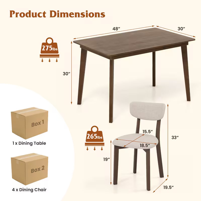 Wren 5-Piece Mid-Century Dining Set