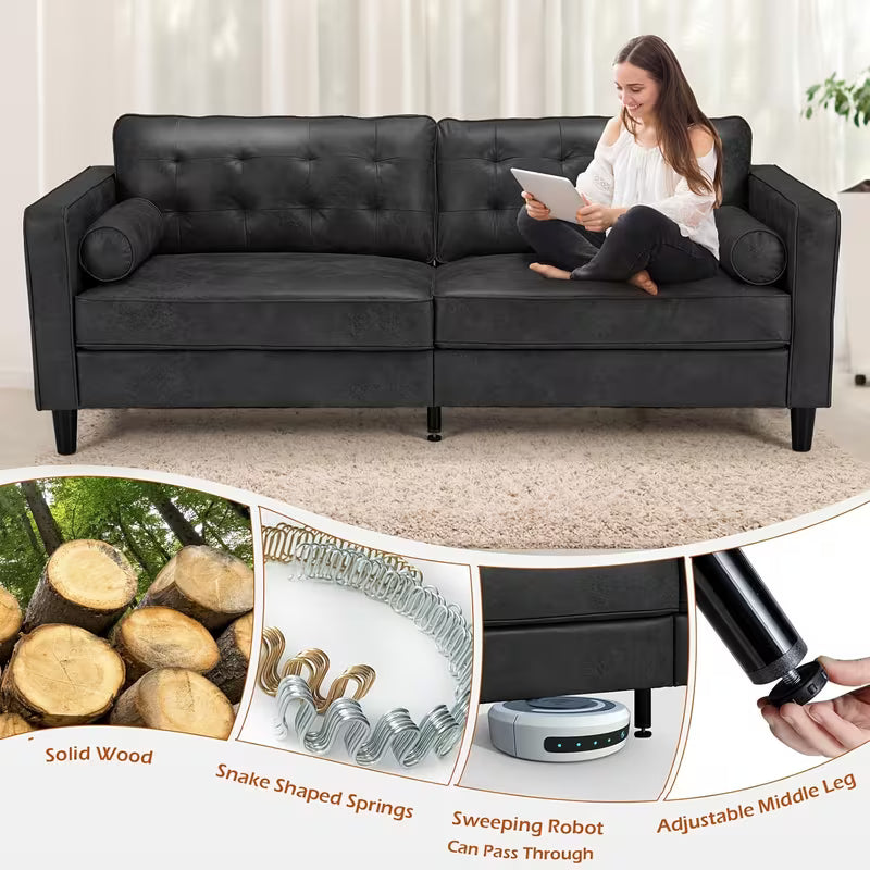 Hartwell Tufted Sofa in Warm Brown Suede