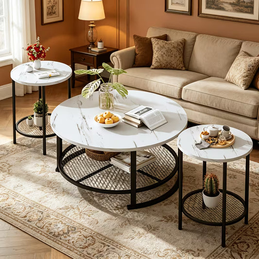 Harlow 3-Piece Round Nesting Coffee Table Set