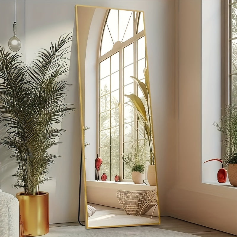Aurora Arched Full-Length Floor Mirror - Rect-Golden - Sennfield Furniture
