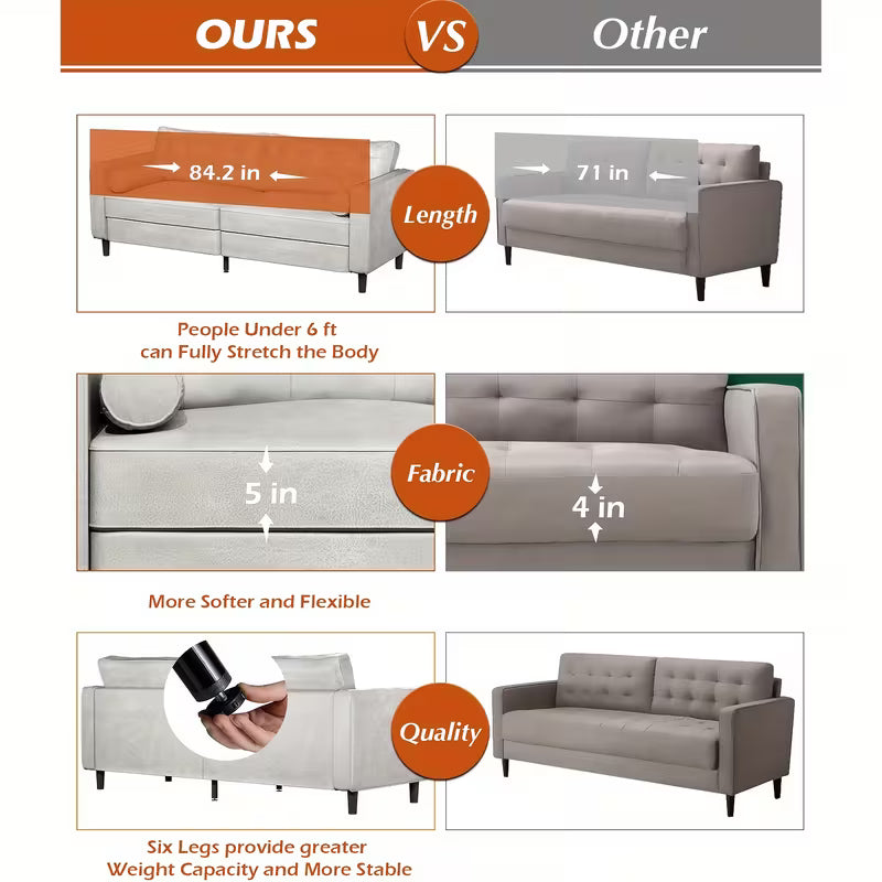 Hartwell Tufted Sofa in Warm Brown Suede