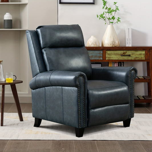 Sennfield Furniture Sutton Leather Pushback Recliner - Blue