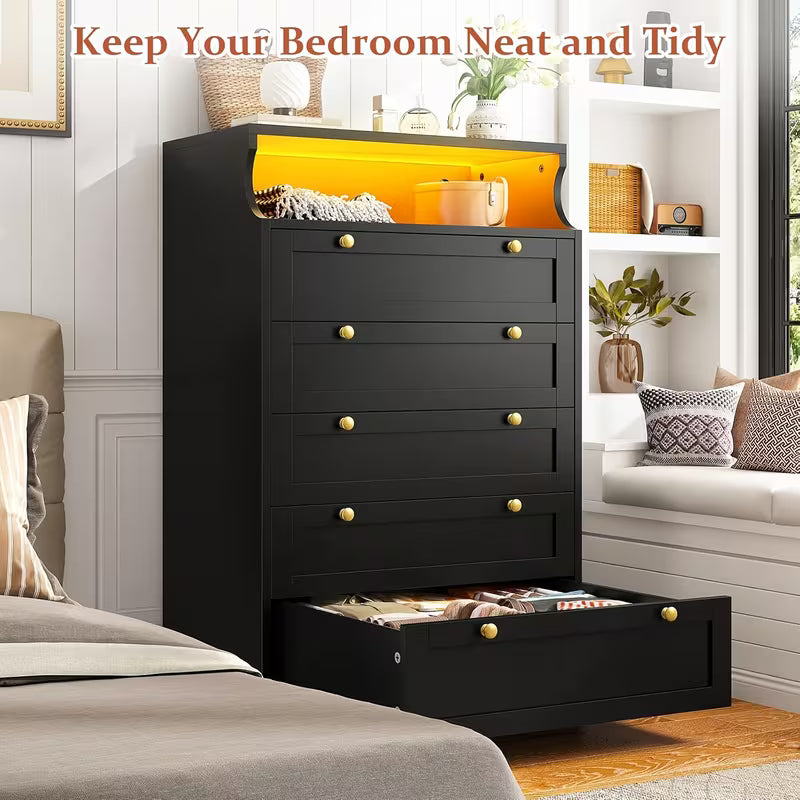 Rowan 5-Drawer Tall Chest with LED Accent Lighting