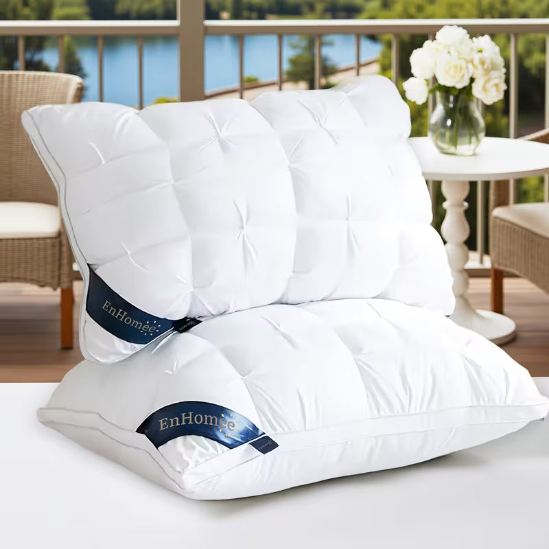 EnHomee Hotel-Style Twisted Flower Pillows, Set of 2