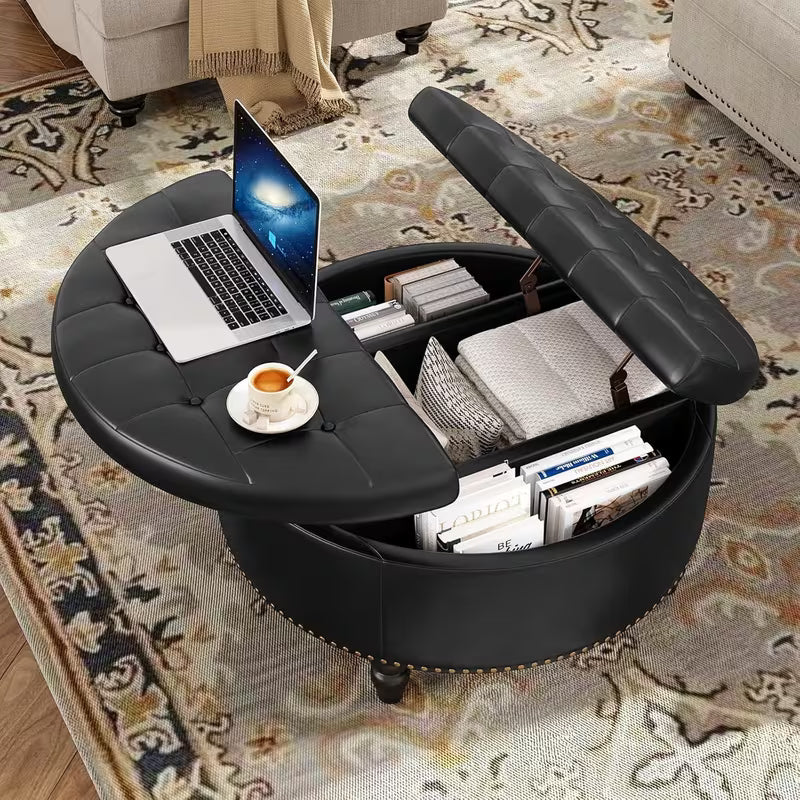 Everly Round Storage Ottoman Coffee Table