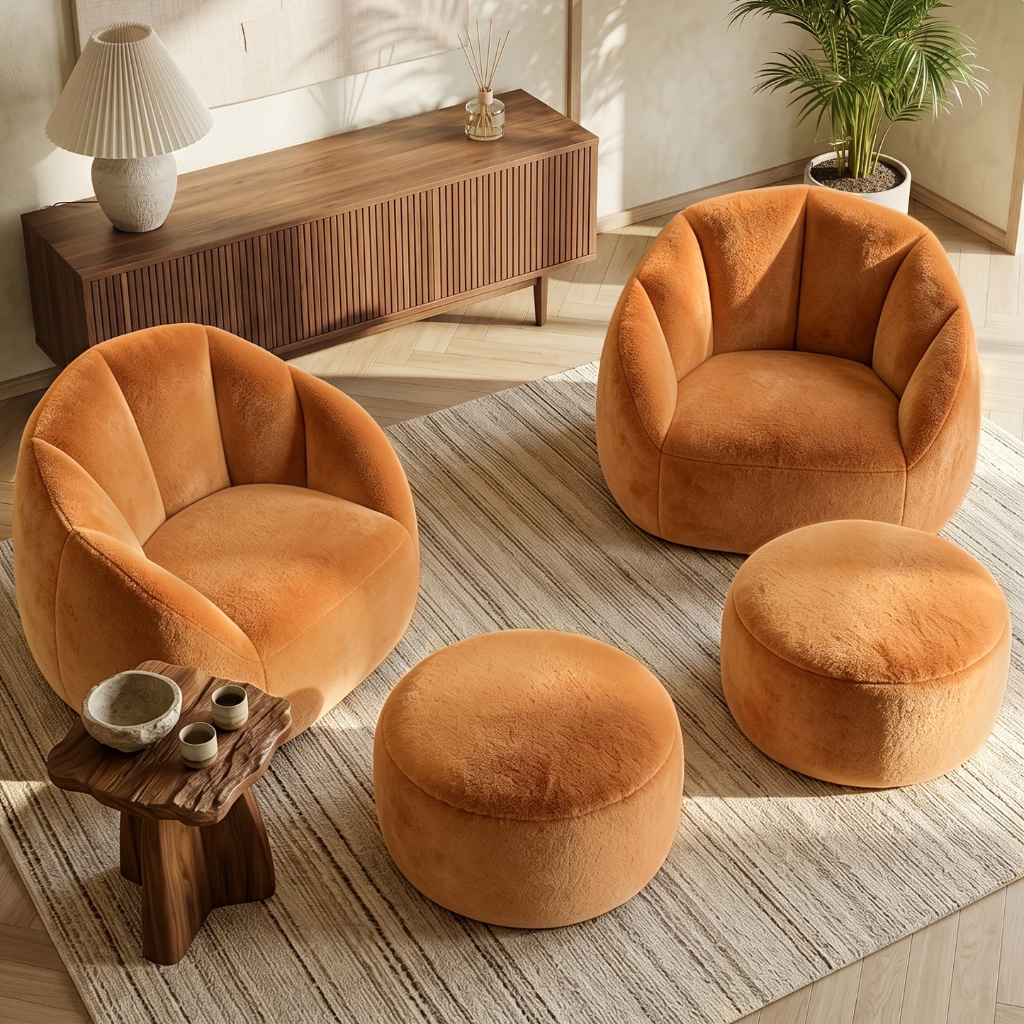 Marigold Velvet Accent Chair & Ottoman Set, Set of 2 - Sennfield Furniture