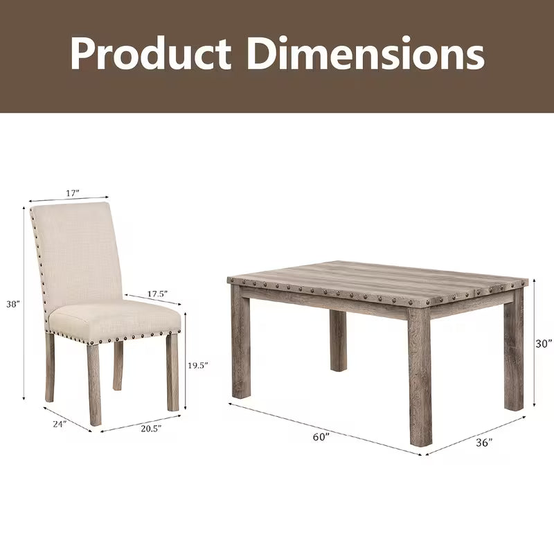 Morden 5-Piece Rustic Farmhouse Dining Set