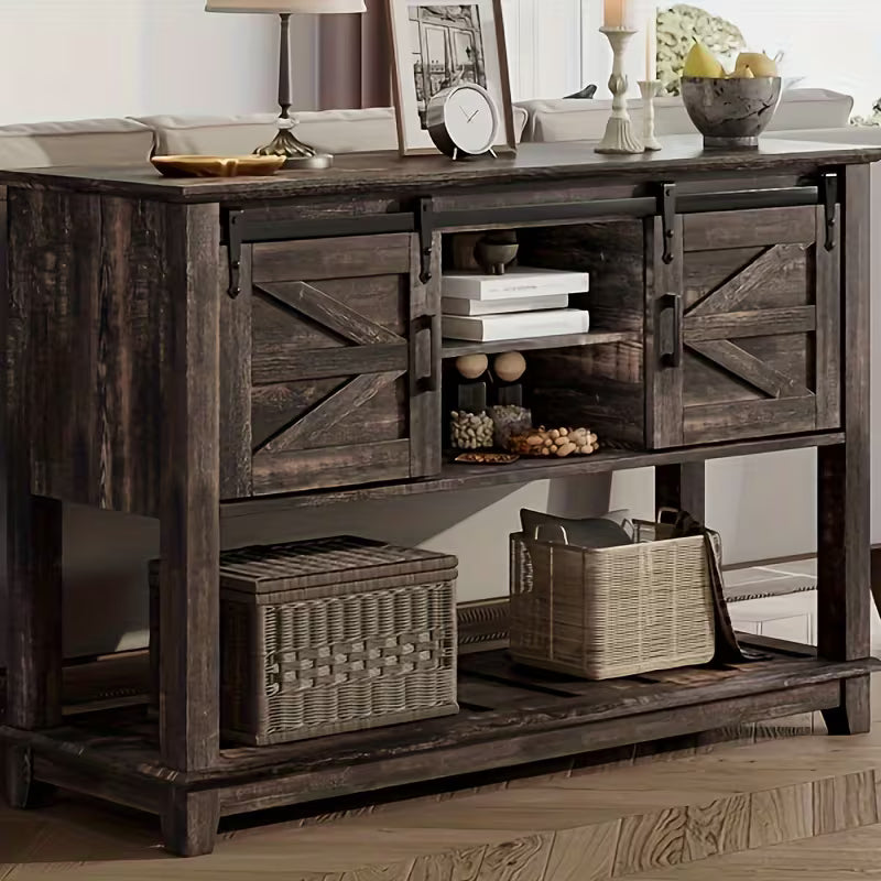 Papajet Dark Oak Sliding Barn Door Buffet Console