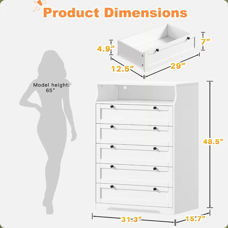 Rowan 5-Drawer Tall Chest with LED Accent Lighting