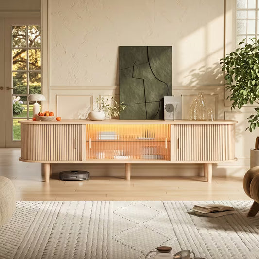 Larkspur 70" LED TV Console with Fluted Sliding Doors