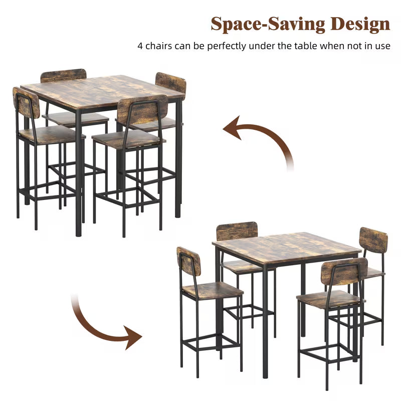 Bexley 5-Piece Industrial Counter-Height Dining Set