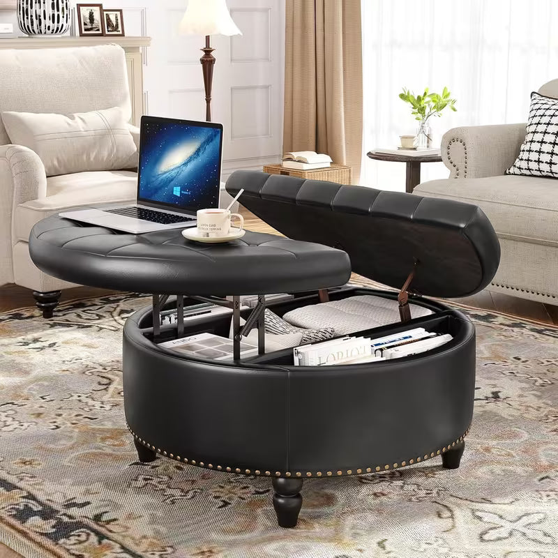 Everly Round Storage Ottoman Coffee Table