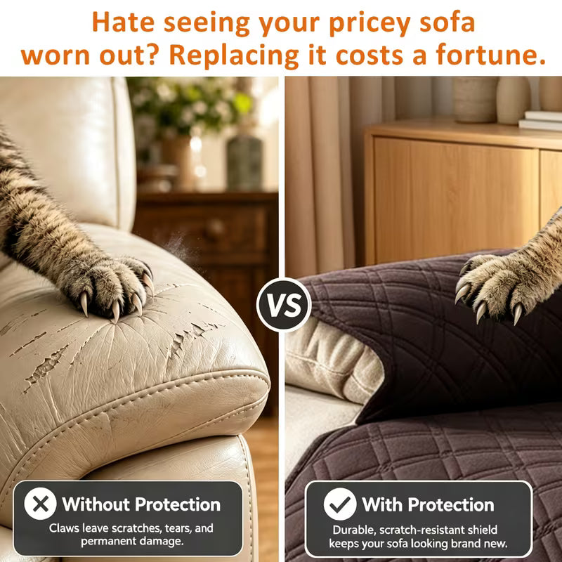 Quilted Recliner Protector Cover with Side Pockets