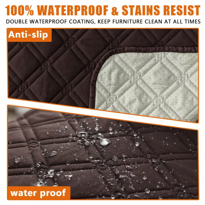 Quilted Recliner Protector Cover with Side Pockets