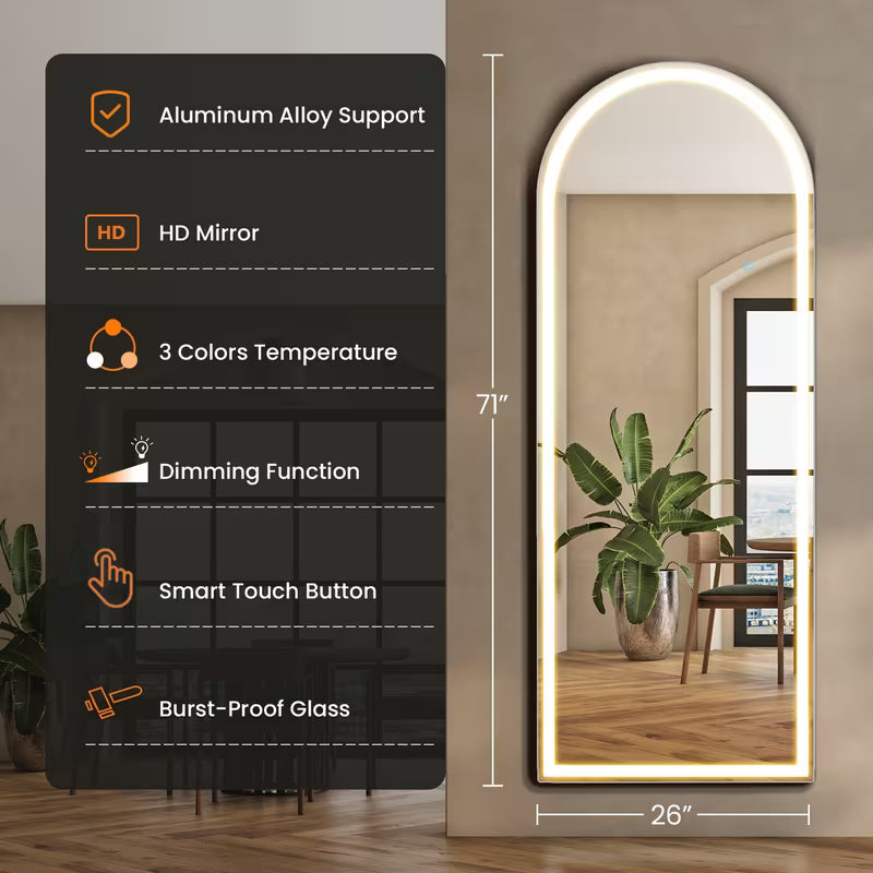 Aurora Arched Full-Length Floor Mirror