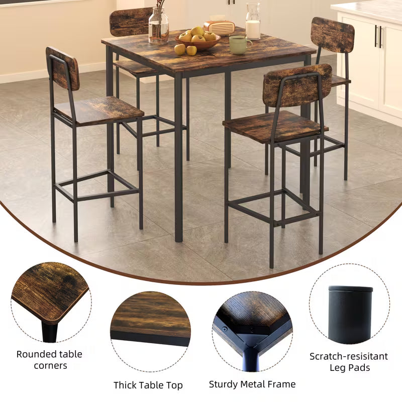 Bexley 5-Piece Industrial Counter-Height Dining Set