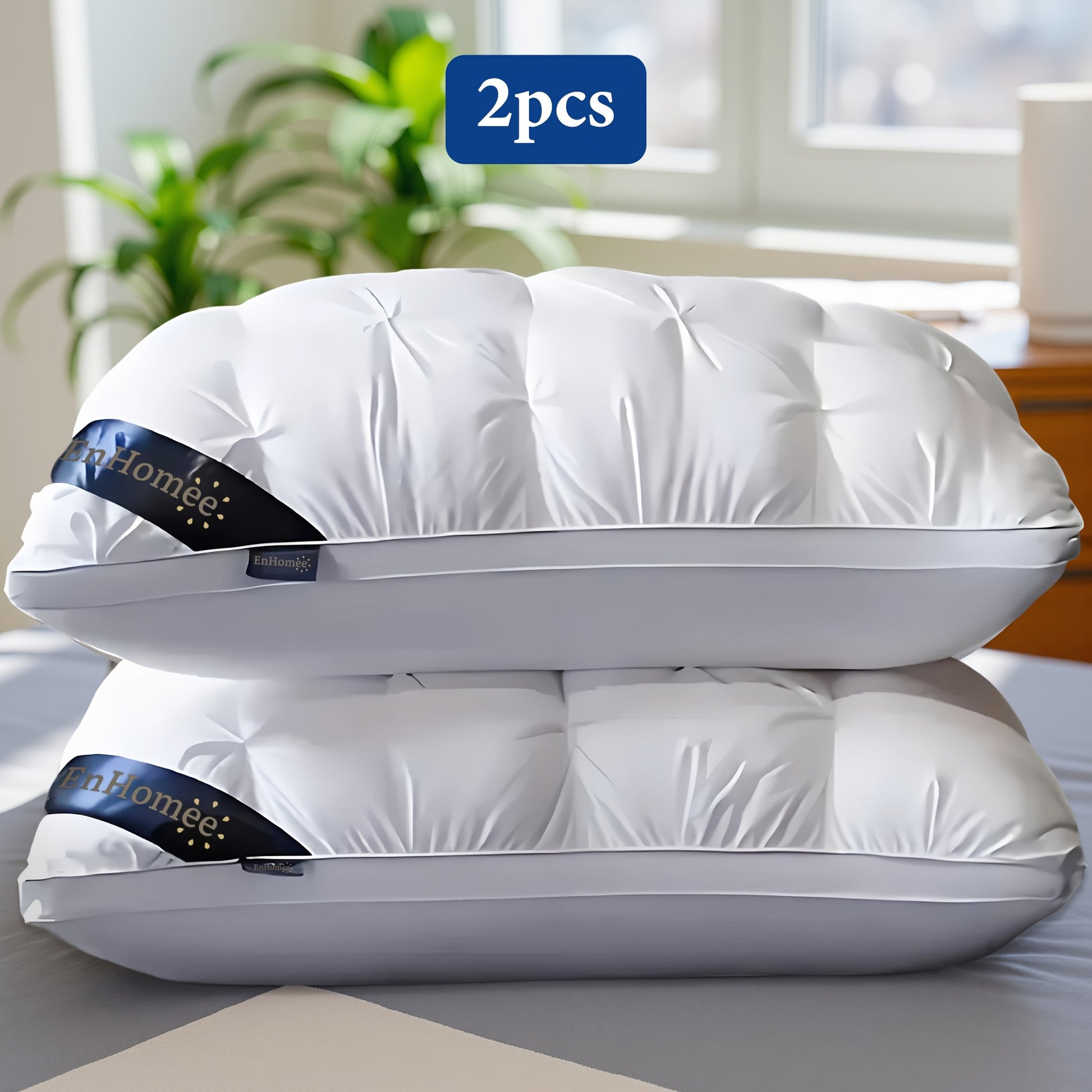 EnHomee Hotel-Style Twisted Flower Pillows, Set of 2 - Sennfield Furniture
