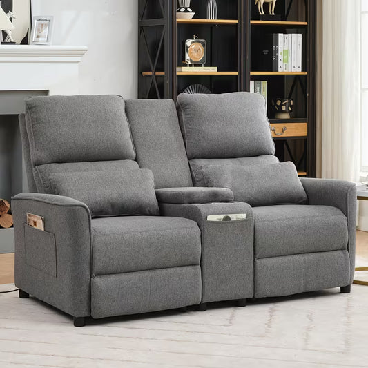 Harlan Console Recliner Loveseat in Gray