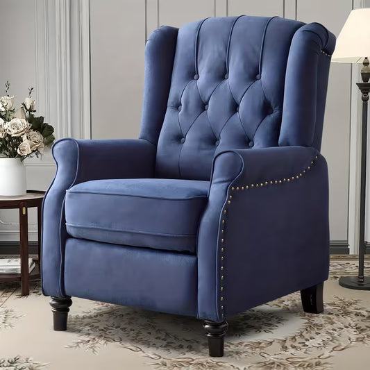 Astrid Tufted Wingback Recliner with Nailhead Trim