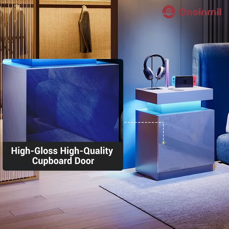 Lumen LED Cube End Table Pedestal, Set of 2