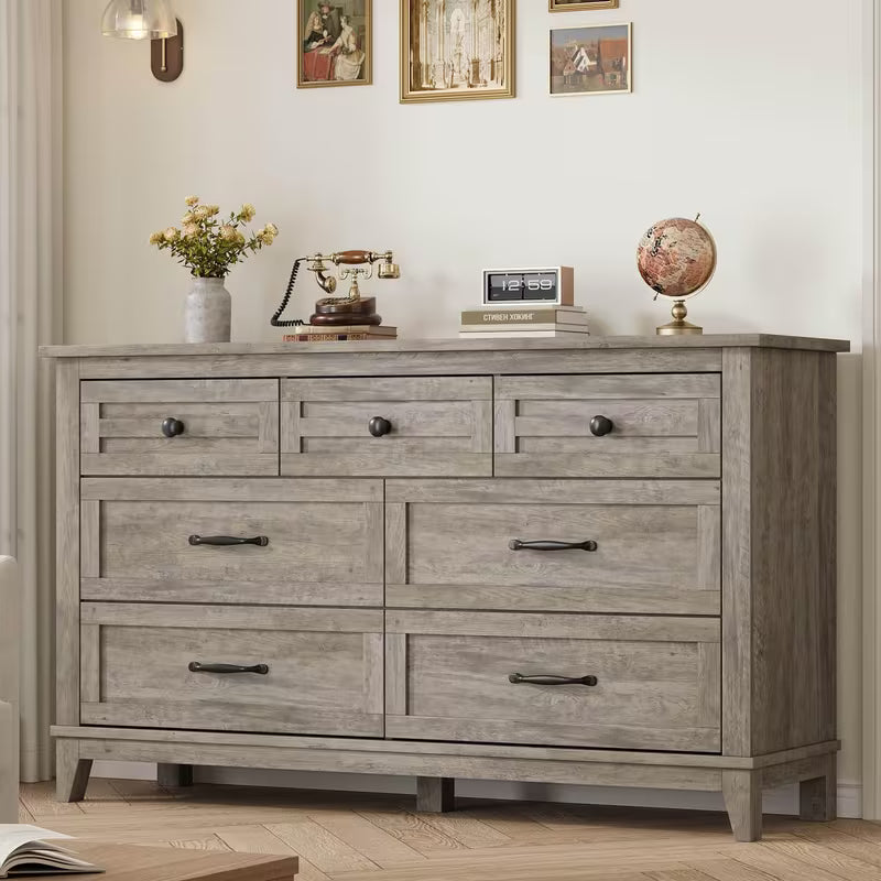 Wren 54" Wide 7-Drawer Dresser in Weathered Grey