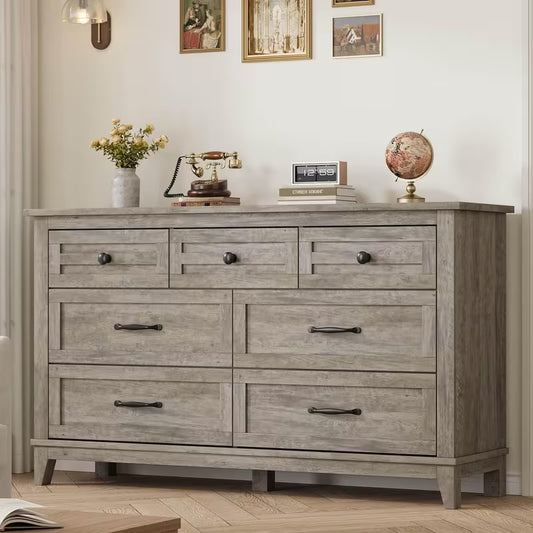 Wren 54" Wide 7-Drawer Dresser in Weathered Grey