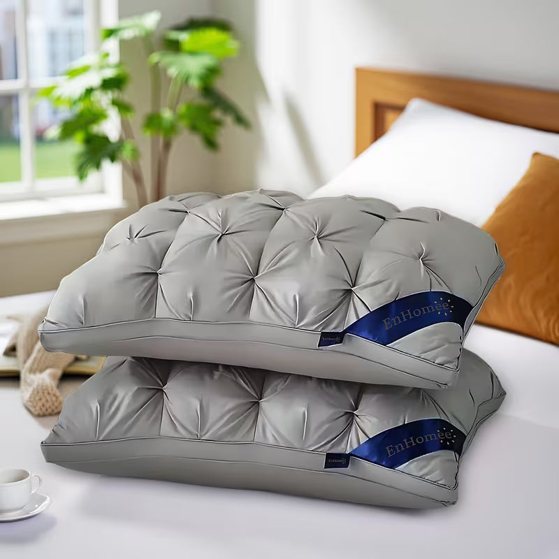 EnHomee Hotel-Style Twisted Flower Pillows, Set of 2