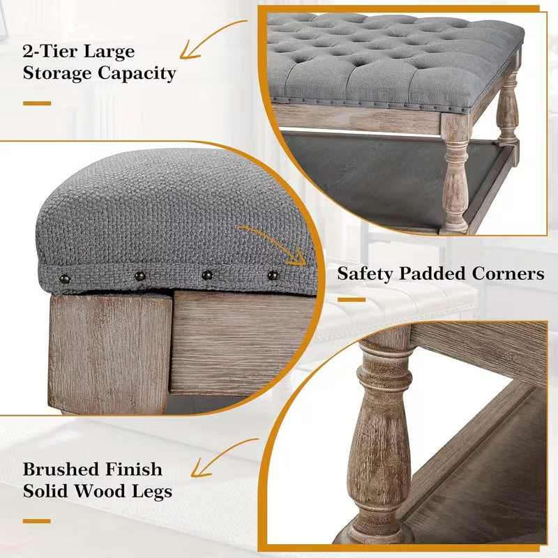 Bramwell Tufted Square Ottoman Coffee Table