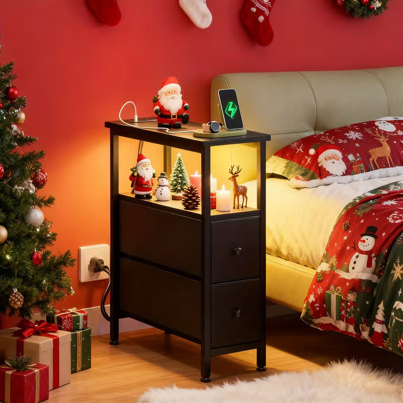Finch Slim Nightstand with Charging Station
