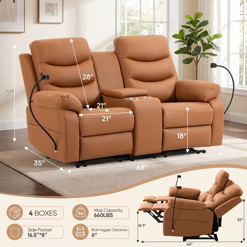 Rowan Console Reclining Loveseat with Cup Holders
