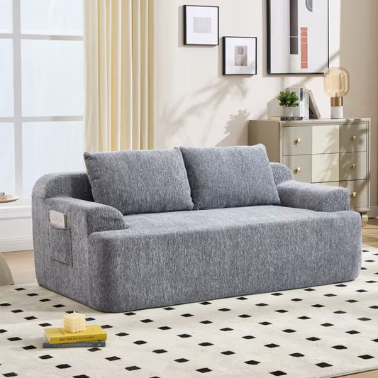 Wren Frameless Corduroy Loveseat, 67 inch in living room setting
