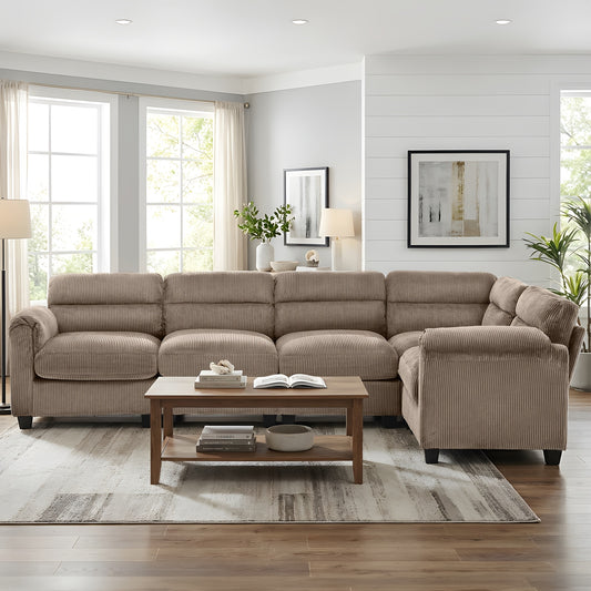 Winslow Corduroy Modular Sectional Sofa with Reversible Chaise - Brown - Sennfield Furniture