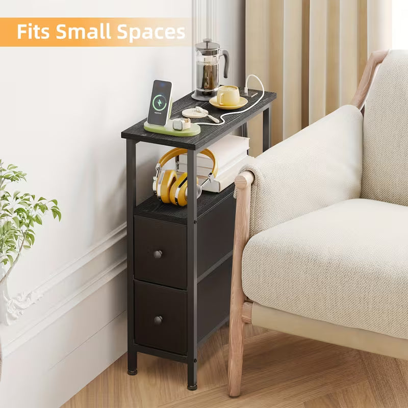 Finch Slim Nightstand with Charging Station