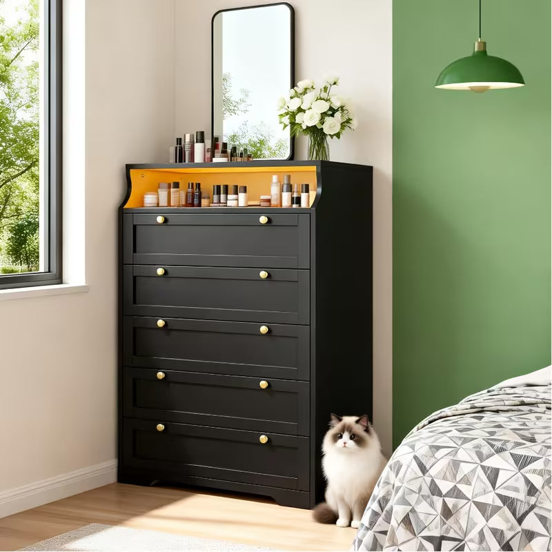 Rowan 5-Drawer Tall Chest with LED Accent Lighting