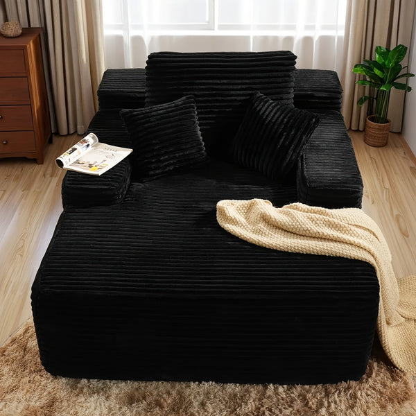 Marlowe Oversized Flannel Boneless Lounge Chair - Black - Sennfield Furniture