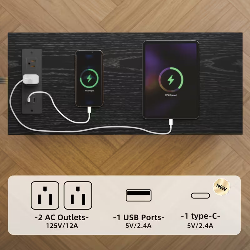 Finch Slim Nightstand with Charging Station