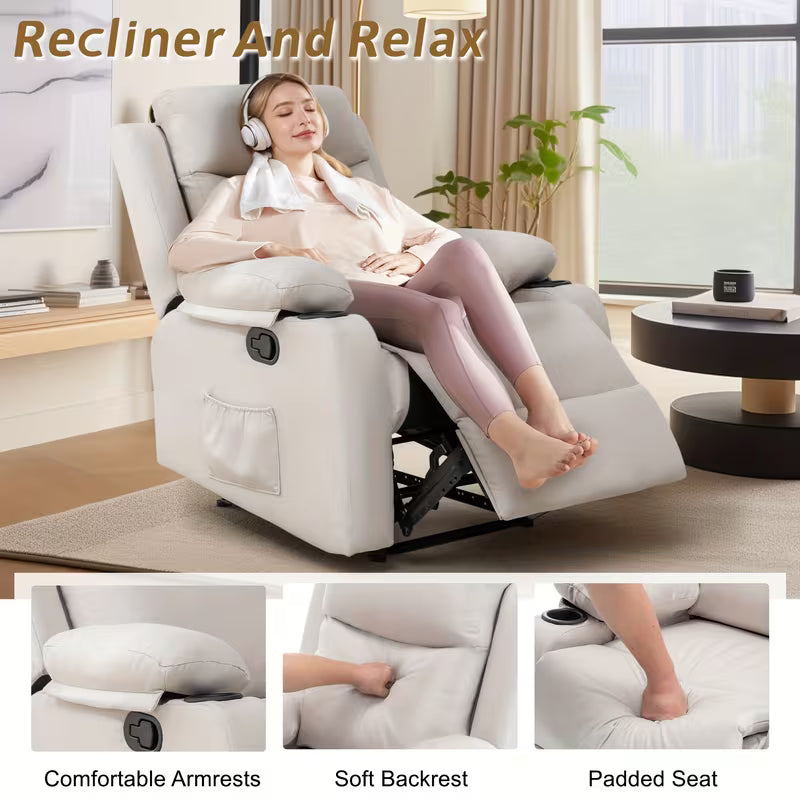 Camden Fixed Linen Recliner with Side Pockets