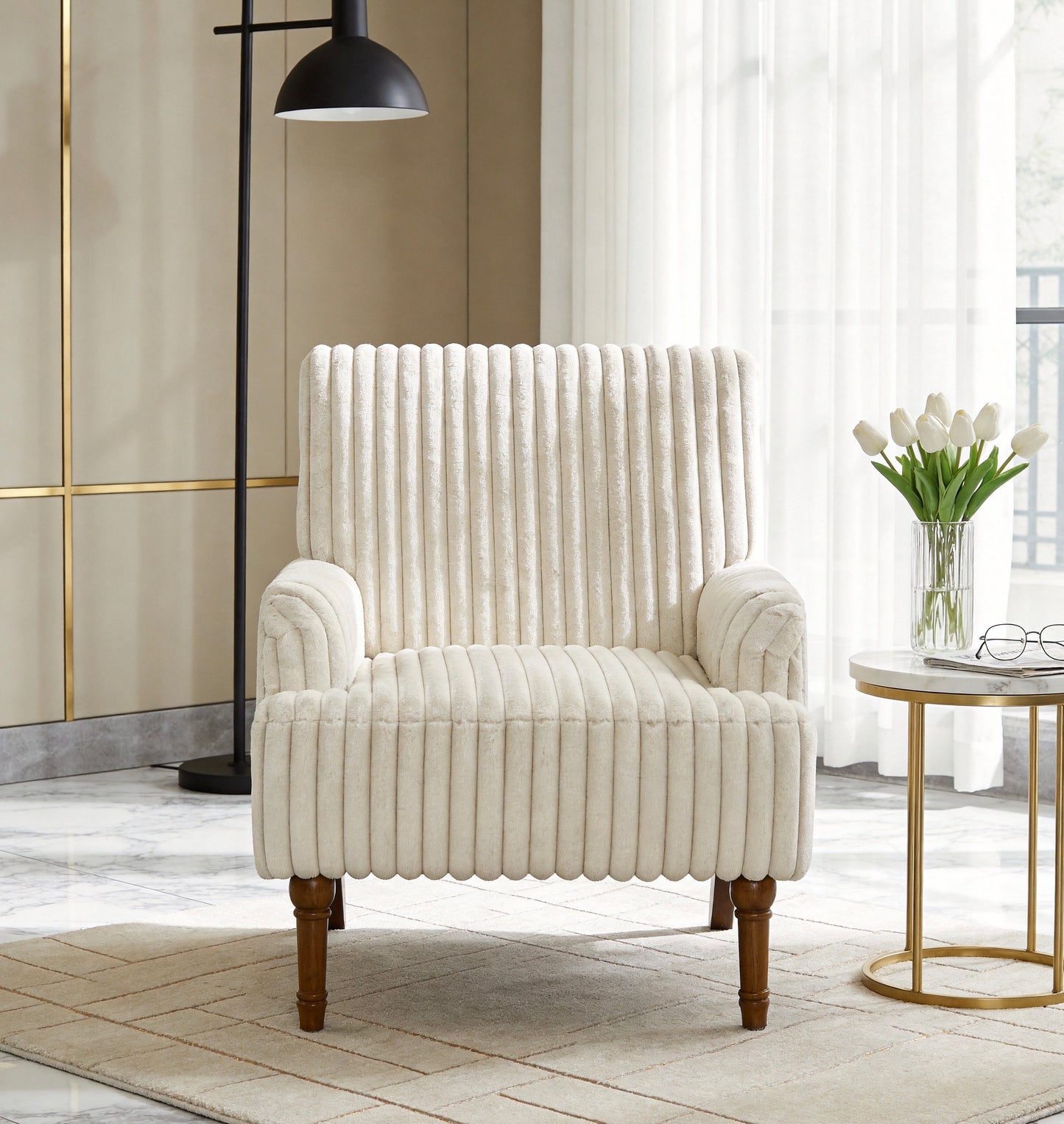 Corvina Wide Wale Corduroy Wingback Accent Chair
