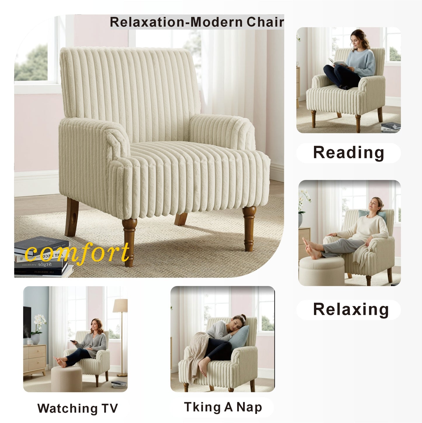 Corvina Wide Wale Corduroy Wingback Accent Chair