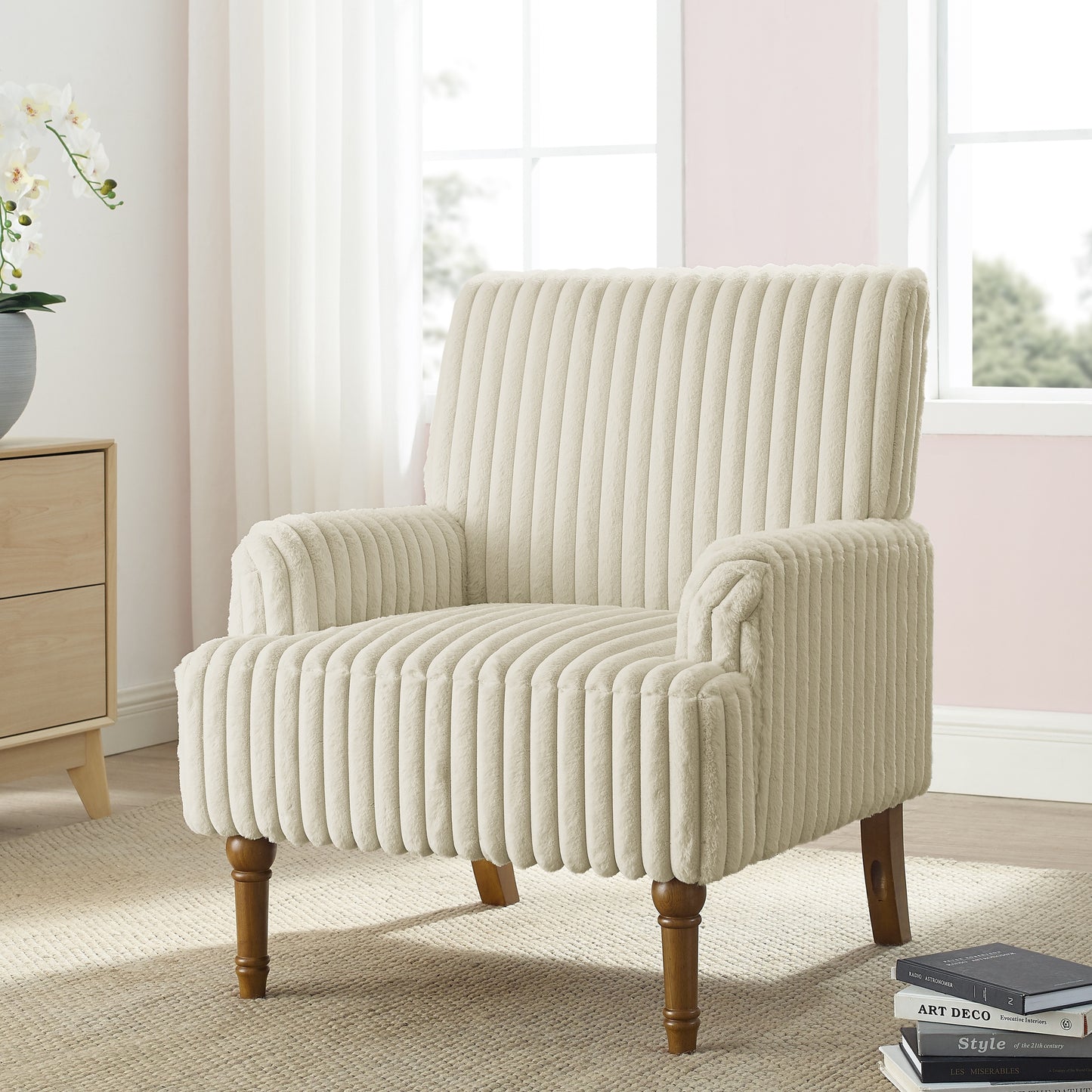 Corvina Wide Wale Corduroy Wingback Accent Chair