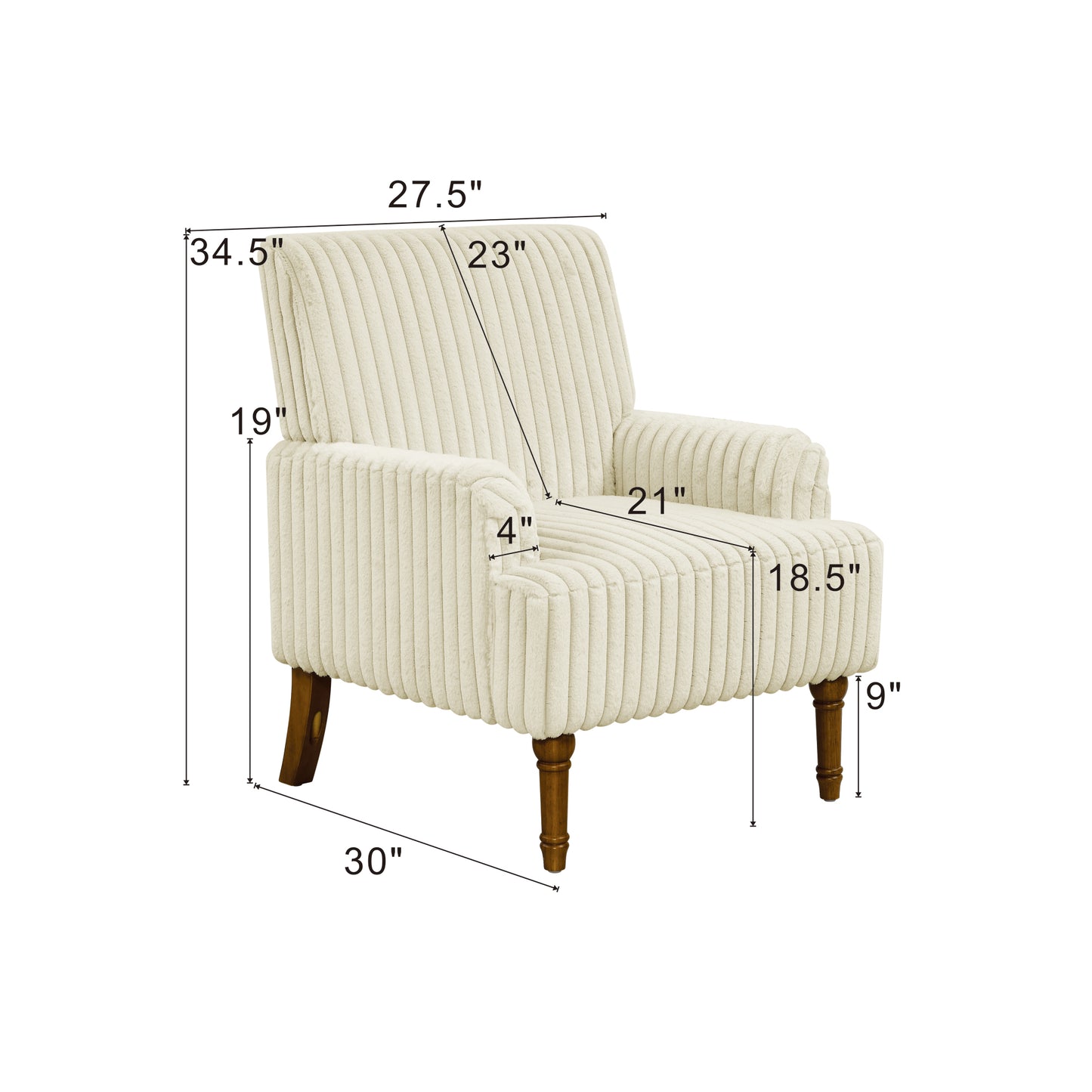 Corvina Wide Wale Corduroy Wingback Accent Chair