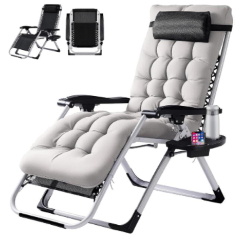 Breeze Zero Gravity Folding Patio Recliner - Gray - Sennfield Furniture