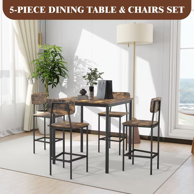 Bexley 5-Piece Industrial Counter-Height Dining Set