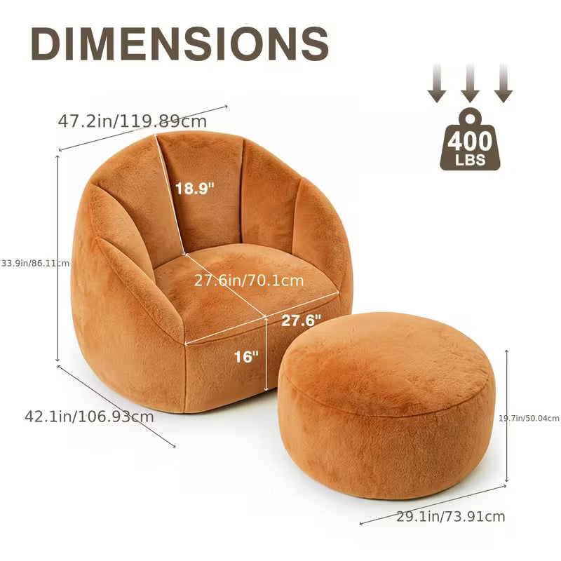 Marigold Velvet Accent Chair & Ottoman Set, Set of 2