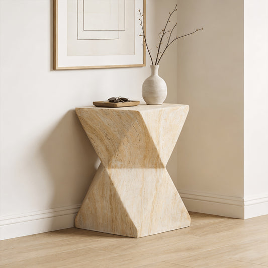 Monolith Sculptural Concrete Hourglass Side Table - Sennfield Furniture