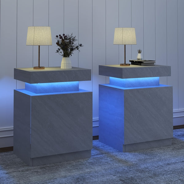 Lumen LED Cube End Table Pedestal, Set of 2 - Sennfield Furniture