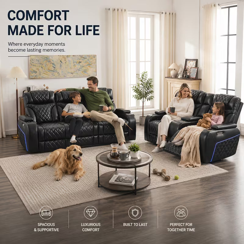 Sterling 2-Piece Power Reclining Home Theater Sofa & Loveseat Set